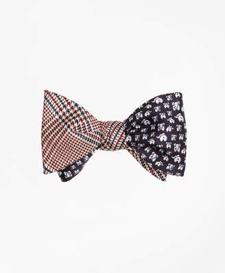 Brooks Brothers Plaid with Elephant Motif Reversible Bow Tie