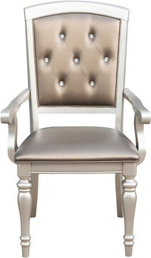 Glamorous Crystal Button-Tufted Set Of 2 Arm Chairs Upholstered Seat Back Modern Dining Furniture