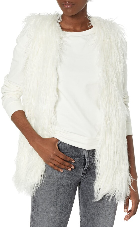 Aunimeifly Womens Loose Solid Pocket Sleeveless Plush Cardigan Faux Fur Fluffly Vintage Shaggy Vest Jacket Long Coat 