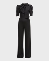 Thumbnail for your product : Black Halo Ara Puff-Sleeve Bow Jumpsuit