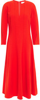 Thumbnail for your product : Oscar de la Renta Pintucked Wool-blend Crepe Midi Dress