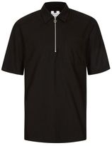 Thumbnail for your product : Topman Black Zip Through Short Sleeve Casual Shirt