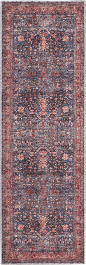 Nourison Home Grand Washables GRW02 2'x6' Runner Area Rug - Navy/Brick