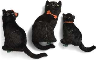 TJMAXX 3Pc Black Cat Family Shaped Pillow Set, Polyester