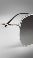 Thumbnail for your product : Burberry Check Arm Polarised Aviator Sunglasses