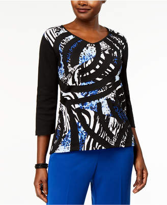 Alfred Dunner High Roller Printed Patchwork Top