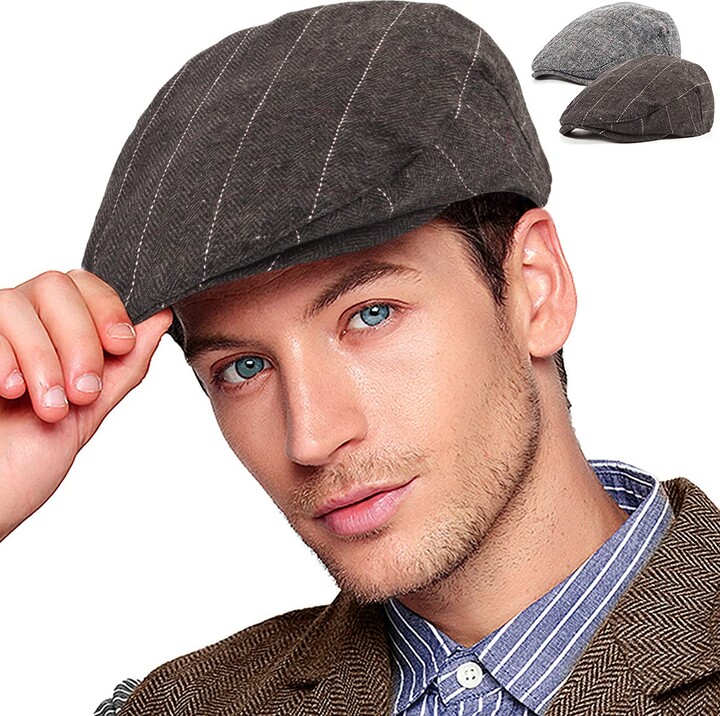LADYBRO 2Pack Adjustable Newsboy Hats for Men Flat Cap Mens Irish Cabbie  Gatsby Tweed Ivy - ShopStyle
