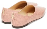 Thumbnail for your product : Jimmy Choo Joselyn Crocodile-effect Leather Ballet Flats - Light Pink