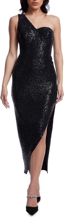 Dress the Population Magnolia One-Shoulder Asymmetric Sequin Cocktail Dress