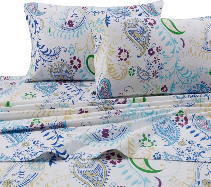 Tribeca Living Paisley Garden Extra Deep Pocket Flannel Sheet Set, California King