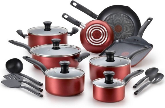 T-Fal Essentials 10-pc. Nonstick Cookware Set, Red, 10pc