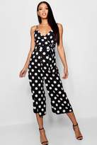 Thumbnail for your product : boohoo Large Polka Dot Culotte Twist Jumpsuit