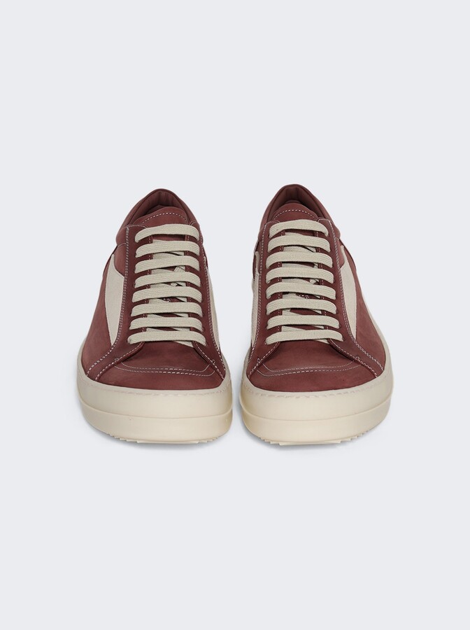 Rick Owens Scarpe In Pelle Vintage Sneakers Rosewood And Milk