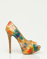 Thumbnail for your product : Le Château Floral Print Leather-Like Peep Toe Pump