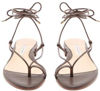 Emme Parsons Ava Wraparound Leather Sandals - Womens - Dark Brown