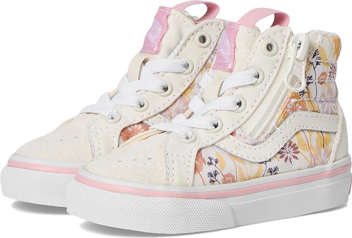 Vans Kids Sk8-Hi Reissue Side Zip (Infant/Toddler) Kid's Shoes Pressed Floral Marshmallow : 4.5 Toddler M, Suede/Canvas