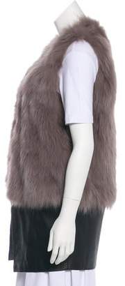 Ramy Brook Fox-Fur Leather-Trimmed Vest