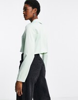 Thumbnail for your product : Reclaimed Vintage inspired satin co-ord shirt in green