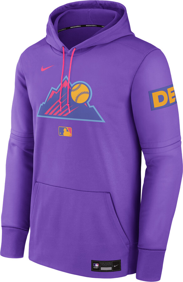 Men's Colorado Rockies Authentic Collection City Connect Nike Therma MLB Pullover Hoodie in Purple | NAC30E44DNV-BUT