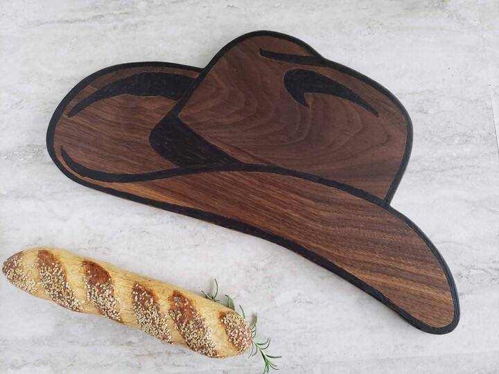 Walnut Cowboy Hat Charcuterie Board Hand-Burned Western Decor