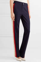 Thumbnail for your product : Gucci Striped Wool-blend Crepe Track Pants - Navy