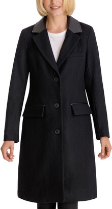 BCBGeneration Faux-Leather-Collar Walker Coat