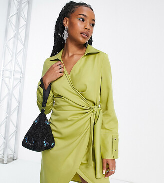 Olive Green Wrap Dress