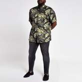Thumbnail for your product : River Island Big and Tall navy slim fit short sleeve shirt