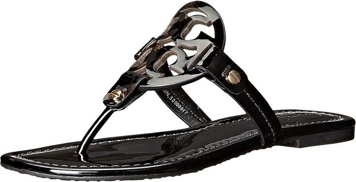 Tory Burch Miller Sandal Women's Shoes Perfect Black Patent : 4 M, Leather