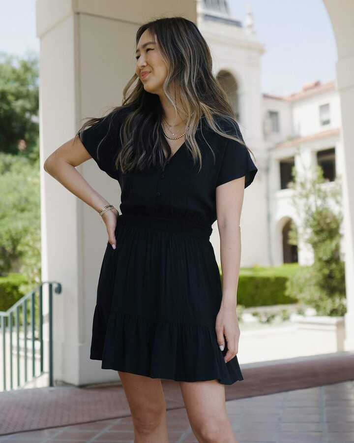 The Drop Women's Black Black Smocked-Waist Mini Dress by @spreadfashion XXS  - ShopStyle