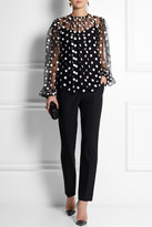 Thumbnail for your product : Dolce & Gabbana Embroidered cotton-blend tulle blouse