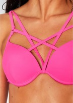 Thumbnail for your product : Missy Empire Olexa Neon Pink Strappy Bikini