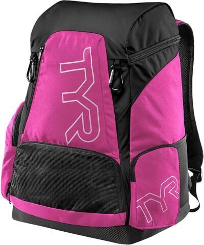 TYR Alliance Backpack, 45Liter Capacity, Wet and Dry Compartments, Pink/Black
