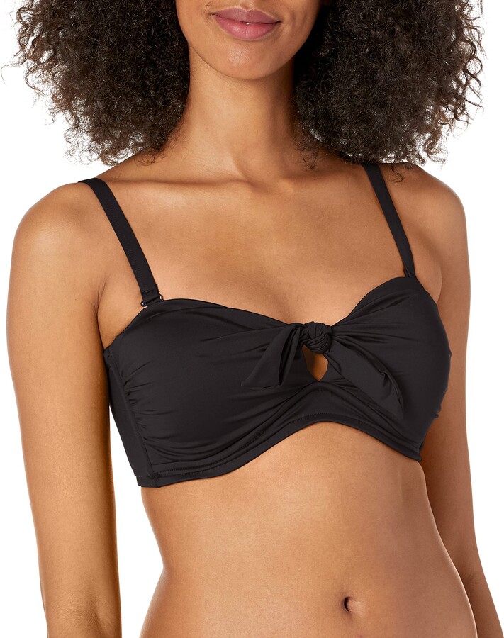 BNWT M&S Black Underwired Bikini Top Bandeau Detachable Straps 30 D 30D 
