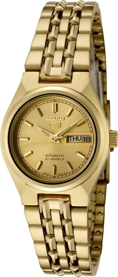 Women's Seiko 5 Gold Dial Watch