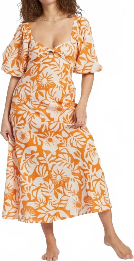 Paradise Cove Midi Dress In Dried Mango