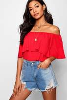 Thumbnail for your product : boohoo Basic Off The Shoulder Frill Crop Top