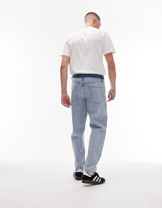 Topman loose cut and sew jeans in light wash