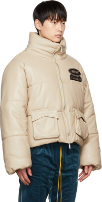 Rhude Tan Embroidered Puffer Jacket