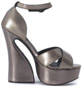 Thumbnail for your product : Jeffrey Campbell Sandalo Stefanya In Pelle Laminata Acciaio Scuro