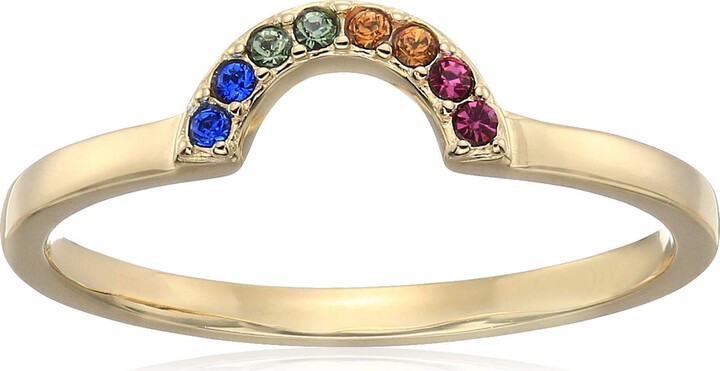 Amazon Collection 18K Yellow Gold Plated Sterling Silver Crystal Rainbow  Color Ring - ShopStyle