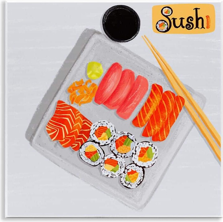 Delicious Sushi Plate by Juliet Rose Philips Unframed Food Graphic Art Print 12 in. x 2 in.