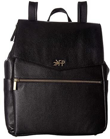 black leather diaper bag