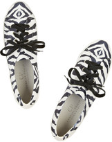 Thumbnail for your product : Charles Philip Shanghai Bianca zebra-print twill sneakers
