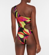 Thumbnail for your product : Louisa Ballou Half Moon cutout printed swimsuit