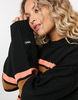 Thumbnail for your product : Kickers relaxed knitted sweater with logo and striped front