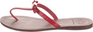 Tory Burch Patent Leather Bow Accents T-Strap Sandals
