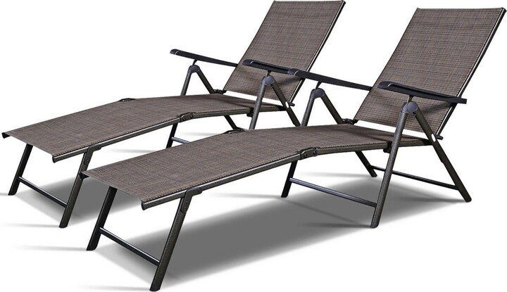 Costway 2PCS Pool Chaise Lounge Chair Recliner Outdoor Patio Furniture Adjustable New