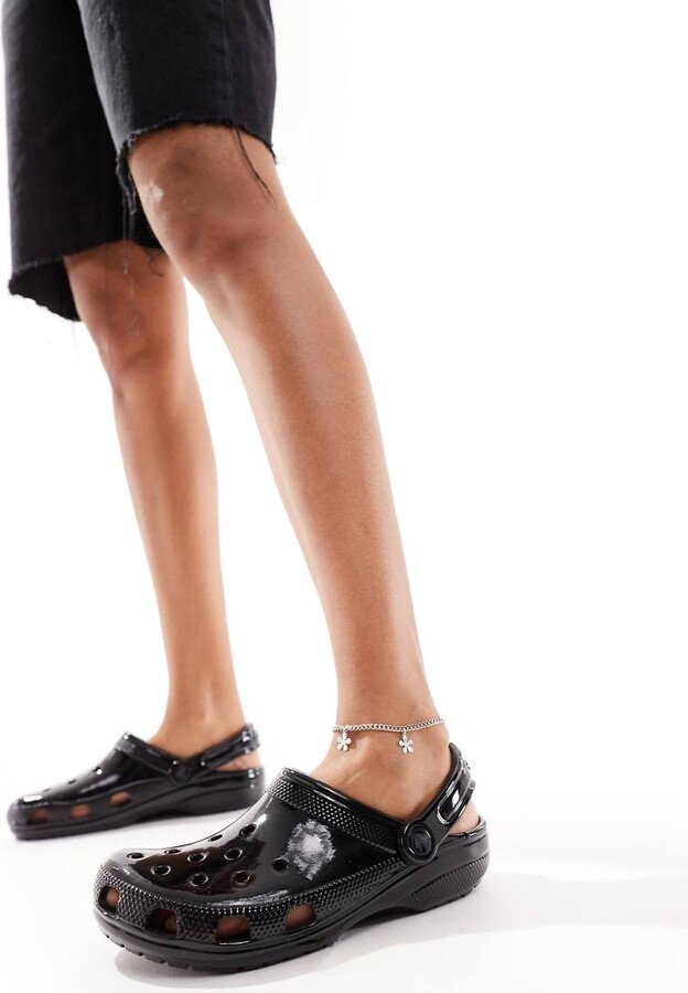 Crocs classic clogs in patent black ShopStyle