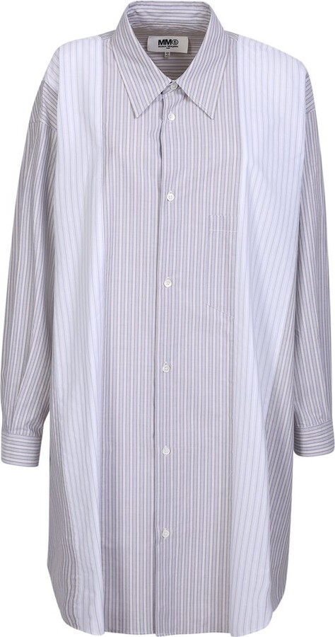 MM6 MAISON MARGIELA Panelled Pinstripe Buttoned Shirt Dress
